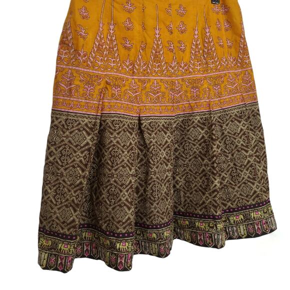Tribal Bulgaria Womens Size 8‎ Floral 2-Tiered Pleated Skirt Orange Brown Boho - Picture 4 of 12